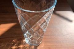 A side on view of a single glass