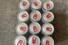 Top of the pack of cans