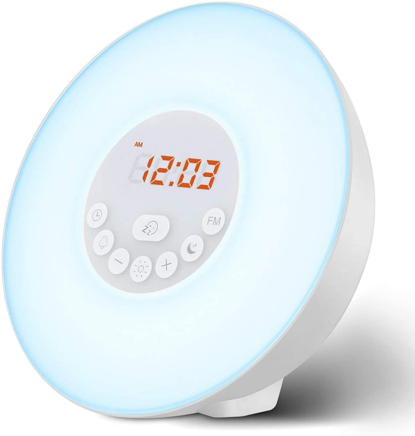 FITFORT Alarm Clock Wake Up Light-Sunrise/Sunset Simulation Table Bedside Lamp Eyes Protection [New Generation] with FM Radio, Nature Sounds and Touch Control Function (White), Green [Energy Class A]