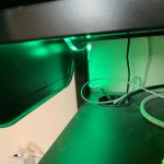Led Strips Lights in the dark attached to the lower side of the desk