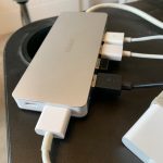 Hub with HDMI and 4 USB A devices connected