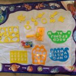 Items laid out on tope of the drawing mat