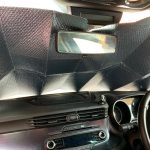 View on the windshield shade from the inside of the car