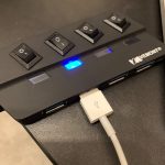 The hub with a cable connected