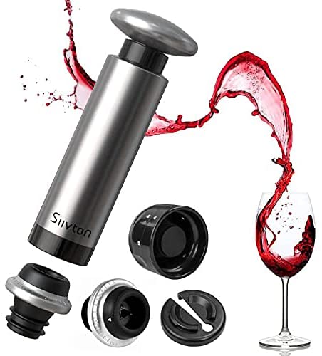 Siivton Wine Saver Vacuum Pump with 4 Wine Bottle Stoppers